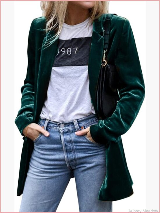 Sweaters - Women's Velvet Open Front Cardigan Long Sleeve Casual Coat